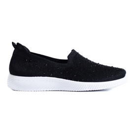 Slip-on sko i sort stof med nitter fra Shelovet