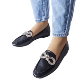 Sorte loafers med cubic zirconia fra Quirion