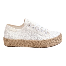 Dame Big Star flettet platform sneakers LL274199 Hvid