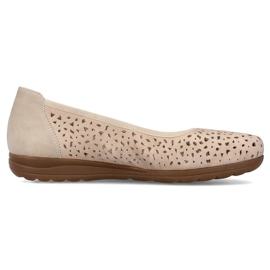 Dame gennembrudt beige læder slip-on sko Rieker L9365-61