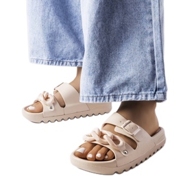 Beige Étoile slides af gummi