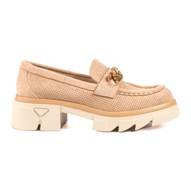 Ruskind loafers med kæde Shelovet beige