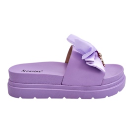 PE1 Hjemmesko med sløjfe og dekorativ bamse Lilla Suzy violet