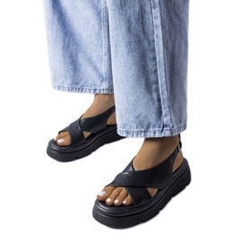 Sorte platformssandaler fra Oakway