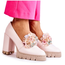 PA2 Elegant Pumps Med Ornament Almindelig Lys Pink Caterine lyserød