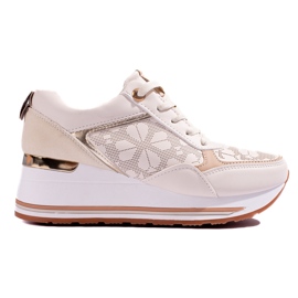 Shelovet beige wedge sneakers til kvinder