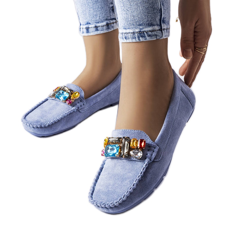 Blå loafers med læder indersål fra Bertrand