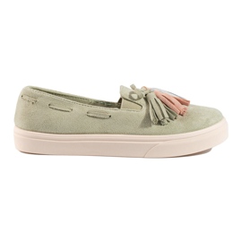 Shelovet Grøn Ruskind Fringe Slip On