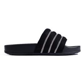 Kvinders sorte sandaler med cubic zirconia Shelovet