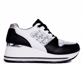 Sorte og hvide Shelovet wedge sneakers til kvinder