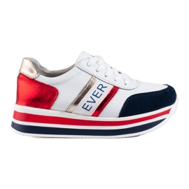 Shelovet Chunky Sole Sneakers White &amp; Navy hvid