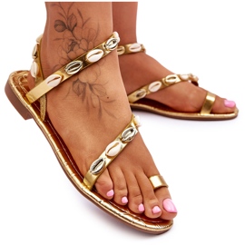 Damesandaler med dekorative skaller Golden Verdem gylden