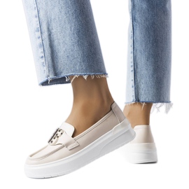 Venezia Beige mokkasiner med tykke såler fra Vinceza