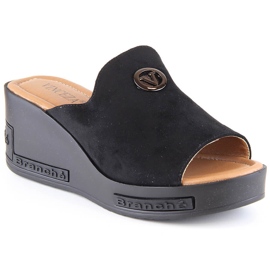 Kvinders sorte suede wedge hjemmesko Vinceza 10907