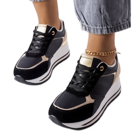 Sorte wedge sneakers fra Harvé