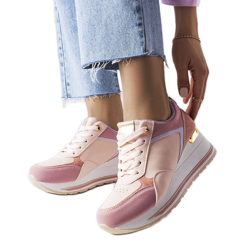Pink wedge sneakers fra Harvé lyserød