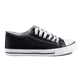 Klassiske sorte Shelovet øko-læder sneakers
