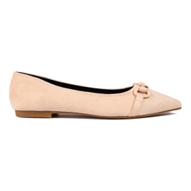 Shelovet ballerinaer i beige ruskind til kvinder