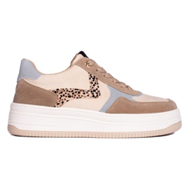 Beige damesneakers med tyk sål fra Shelovet