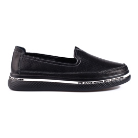 Shelovet sort læder gennembrudt sko med en tyk sål