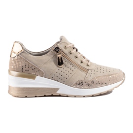 Shelovet beige læder wedge sneakers