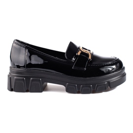 Patentsorte loafers med Shelovet-udsmykning