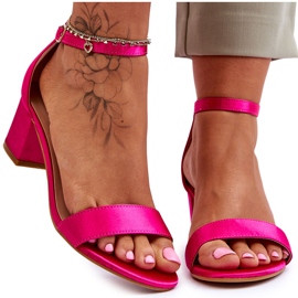 PG1 Fuchsia Juliet satin sandaler med lav hæl lyserød