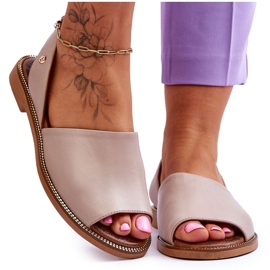 Lemar Alivia Beige Læder Slip On Sandaler