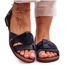 Zazoo Komfortable sorte Kayla læder-slip-on sandaler