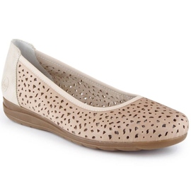Gennembrudte lædersko Rieker W L9365-61 beige
