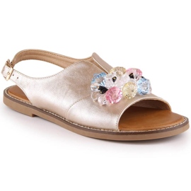 Metalliske flade sandaler med krystaller Vinceza W 17238 guld gylden