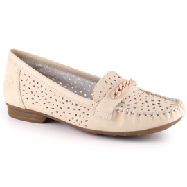 Komfortable gennembrudte loafers Rieker W 40068-60 beige