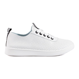 Gennembrudte hvide Shelovet damesneakers sort