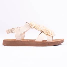 Damebeige sandaler med blomster fra Shelovet