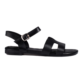 Shelovet sorte flade sandaler