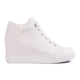 Hvide sneakers til kvinder med en skjult Big Star wedge LL274035