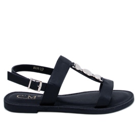 BM Cheek Black metallic damesandaler sort