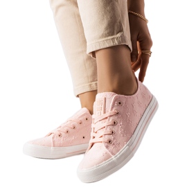 Pink sneakers med broderi Big Star LL274224 lyserød