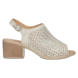 Beige/guld Filippo Gennembrudte Lædersandaler DS4475 gylden