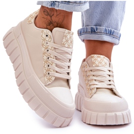 PG1 Platformsneakers i læder til kvinder Beige Alison