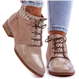 Læder Snørestøvler Maciejka 05953-04 Beige