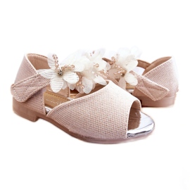 Vinceza Velcro-sandaler til børn med blomster Beige Fiona