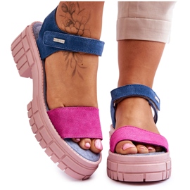 Dame Big Star ruskindssandaler LL276034 Blå-Pink