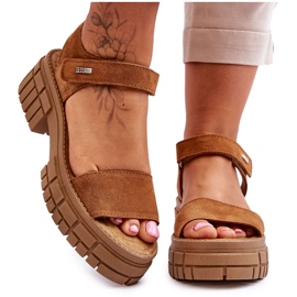 Damesandaler i ruskind Big Star LL276032 Camel brun