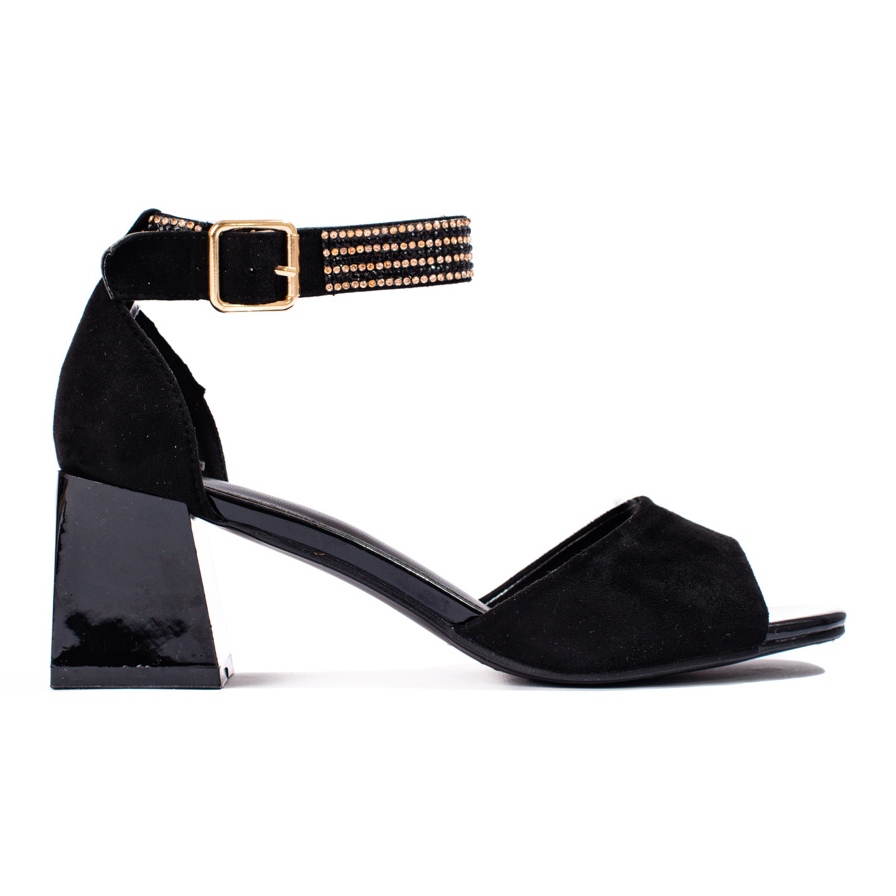 Watchful duft Lækker Sorte Shelovet sandaler med lav hæl til kvinder - KeeShoes