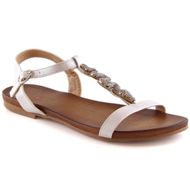 Komfortable flade sandaler til kvinder med en sølvslange S.Barski Kv 5541-42