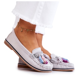 Evento Dame ruskind Loafers med frynser Grå Laressa
