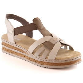 Komfortable damesandaler beige Rieker 62918-62