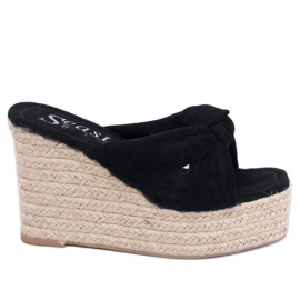 BM Nikni Black espadrillesandaler med kile sort