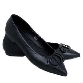 Falana Black Almond Toe Ballet Flats sort